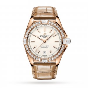 Breitling Super Chronomat Automatique 38 Origines Blanc Or Rose 18 Carats Bracelet En Cuir Marron Replique Montre R17356531G1P1