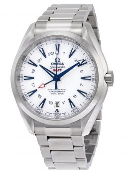 Réplique Omega Seamaster Aqua Terra Automatique GMT Blanc Cadran Titane 231.90.43.22.04.001