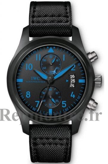 Réplique IWC Montres d'Aviateur Chronographe Haut Gun Bleu Noir Ceramique Montre IW388003 - Cliquez sur l'image pour la fermer