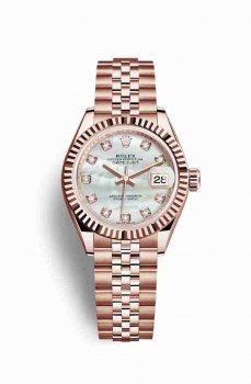 Réplique montre Rolex Datejust 28 Everose 279175 Blanc serti de nacre Cadran m279175-0018