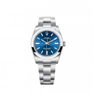 Réplique de Rolex Oyster Perpetual 34 Bracelet Oyster a cadran bleu vif m124200-0003
