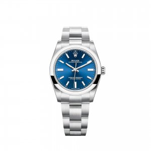 Réplique de Rolex Oyster Perpetual 34 Bracelet Oyster a cadran bleu vif m124200-0003