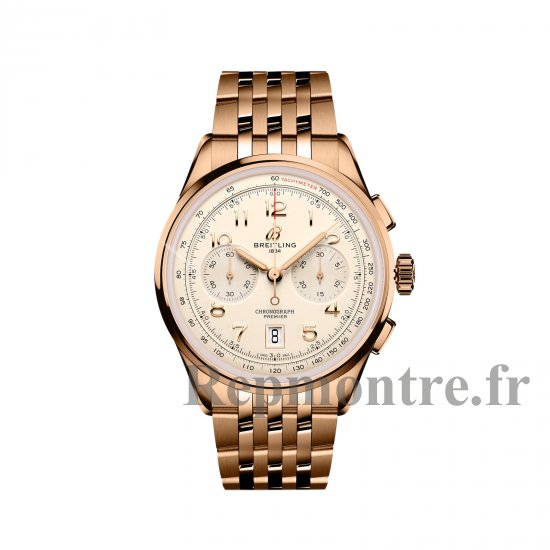 Breitling Premier B01 Chronographe 42 mm Replique de montre pour homme Argent Or rose 18 carats RB0145371G1R1 - Cliquez sur l'image pour la fermer