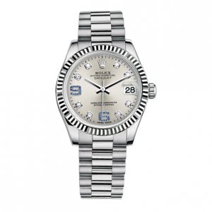 Réplique Rolex Datejust 31mm Dame Montre President Blanc Or Fluted Bezel Montre