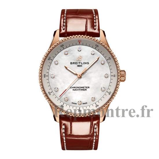 Breitling Navitimer 32 mm Replique montre pour femme Alligator en nacre blanche Or rouge 18 carats R77320E61A1P1 - Cliquez sur l'image pour la fermer