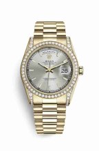 Réplique montre Rolex Day-Date 36 Cosses en jaune de 118388 Cadran Argent