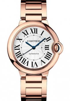 Copie de Cartier Ballon Bleu Automatique Or Rose 36mm Argent Dial WGBB0043