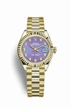 Réplique montre Rolex Datejust 28 jaune 18 ct 279178 lavande Cadran m279178-0018