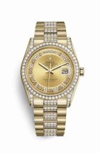 Réplique montre Rolex Day-Date 36 jaune 18 ct en semble de cosses 118388 champagne en semble m118388-0063
