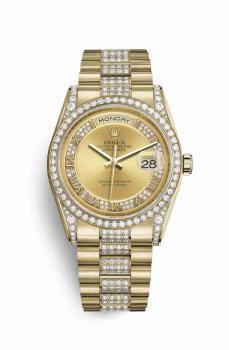 Réplique montre Rolex Day-Date 36 jaune 18 ct en semble de cosses 118388 champagne en semble m118388-0063