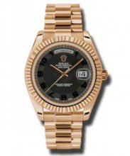 Réplique Rolex Day-Date II Noir Concentric Cadran 18K Everose Rose President 218235BKCAP