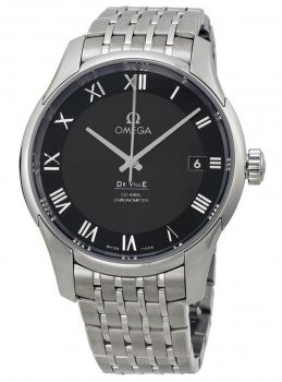 Réplique Omega De Ville Co-Axial Chronometer Noir Cadran Inoxydable Acier 431.10.41.21.01.001