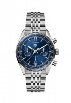 Montre chronographe TAG Heuer Carrera avec boitier en verre et bracelet bleu en acier inoxydable CBS2212.BA0048