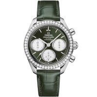 Omega Speedmaster Date 38 Bracelet en acier inoxydable et diamants verts 324.18.38.50.60.001
