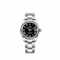 Réplique Rolex Datejust 31 Rolesor blanc cadran noir brillant