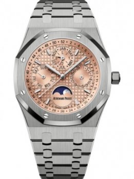 Replique Montre Audemars Piguet Royal Oak Quantieme Perpetuel Titane 41mm "Saumon" Rose 26615TI.OO.1220TI.01