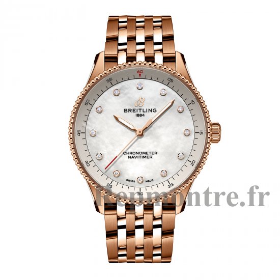 Breitling Navitimer 32 mm Replique montre femme Nacre blanche Or rouge 18 carats R77320E61A1R1 - Cliquez sur l'image pour la fermer