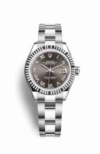 Réplique montre Rolex Datejust 28 Blanc Role blanc 279174 Gris fonce Cadran m279174-0014