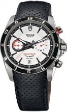 Réplique Tudor Grantour Chrono Fly-Back Cadran Blanc Cuir noir Homme Montre