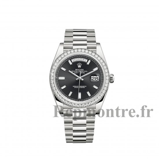 Réplique montre Rolex Day-Date 40 or blanc 18 ct cadran serti de diamants noirs m228349rbr-0003 - Cliquez sur l'image pour la fermer