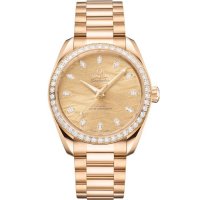 Omega Seamaster Aqua Terra 150M Master Chronometer 34 Moonshine Gold Diamond Champagne Bracelet 220.55.38.20.99.002
