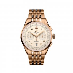 Breitling Premier B01 Chronographe 42 mm Replique de montre pour homme Argent Or rose 18 carats RB0145371G1R1