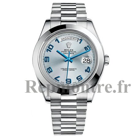 Réplique Rolex Day-Date II bleu Dial Boitier en platine Hommes Montre automatique - Cliquez sur l'image pour la fermer