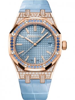 Audemars Piguet Royal Oak Automatique 37 Saphirs en or rose bracelet vert 15551OR.ZS.D344CR.01