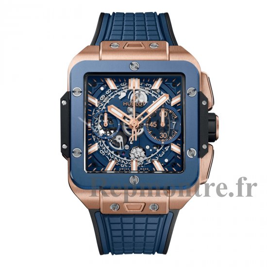 Hublot Square Bang Unico King Or Bleu Ceramique 42 mm Replique montre pour homme 821.OL.5180.RX - Cliquez sur l'image pour la fermer