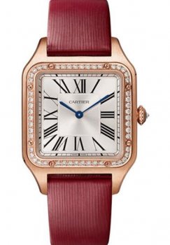 Copie de Cartier Santos Dumont Large Quartz Or Rose Diamants Dames WJSA0018