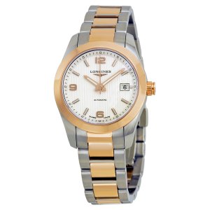 Réplique Longines Conquest Classic Two Tone Or rose argent Automatique Femme Montre L2.285.5.76.7