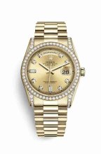 Réplique montre Rolex Day-Date 36 jaune 18 ct en semble de cosses 118388 m118388-0019
