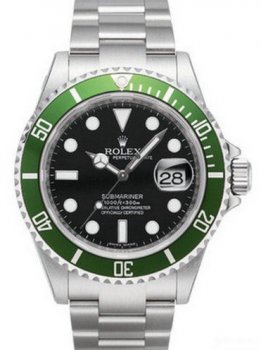 Réplique Rolex Submariner Date vert Bezel Noir Dial 16610LV-93250