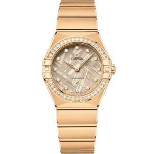 Omega Constellation Manhattan 28 Quartz Or jaune Diamant Meteorite de lin 131.55.28.60.99.006