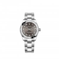 Réplique Rolex Datejust 31 Bracelet Oyster a cadran gris fonce Rolesor blanc m278344rbr-0023