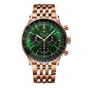Breitling Navitimer Chronographe Or Rose 18 Carats 46mm Montre Replique Homme Vert RB0137241L1R1