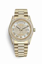Réplique montre Rolex Day-Date 36 jaune 18 ct en semble de cosses 118388 blanc m118388-0030