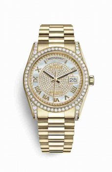 Réplique montre Rolex Day-Date 36 jaune 18 ct en semble de cosses 118388 blanc m118388-0030