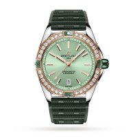 Breitling Super Chronomat Automatique 38 Vert Acier inoxydable et bracelet en caoutchouc or rose 18 carats Replique montre U17356531L1S1