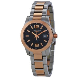 Réplique Longines Conquest Noir Dial Acier et Or rose Automatique Femme Montre L3.276.5.56.7