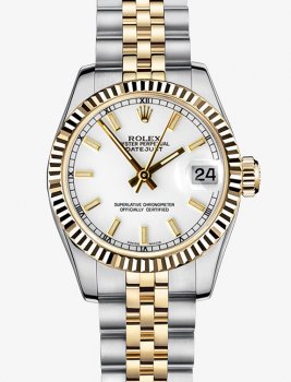 Réplique Rolex Datejust 31mm acier et jaune Or Fluted Bezel Oyster 178273