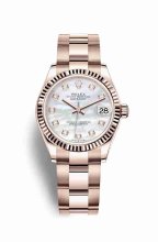 Réplique montre de Rolex Datejust 31 18 ct Everose 278275 Blanc nacre sertie de Cadran