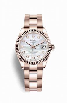 Réplique montre de Rolex Datejust 31 18 ct Everose 278275 Blanc nacre sertie de Cadran