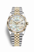 Réplique montre Rolex Datejust 36 Jaune Roles jaune 18 ct 126233 m126233-0023
