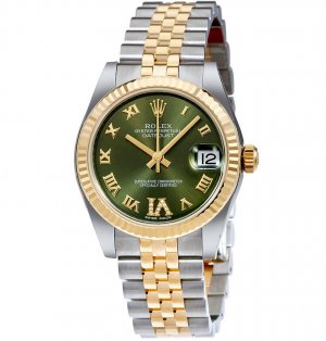 Réplique Rolex Datejust 31 Green Roman Numeral Diamant Cadran Acier et 18K Jaune Or 178273GNRDJ