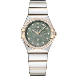 Omega Constellation Manhattan 131.25.28.60.60.001 28mm Quartz Acier Inoxydable Moonshine Or Diamant Vert Supernova