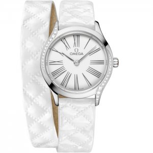 Omega Mini Tresor Quartz 26 Acier Inoxydable Diamant Blanc email Double Tour 428.17.26.60.04.008