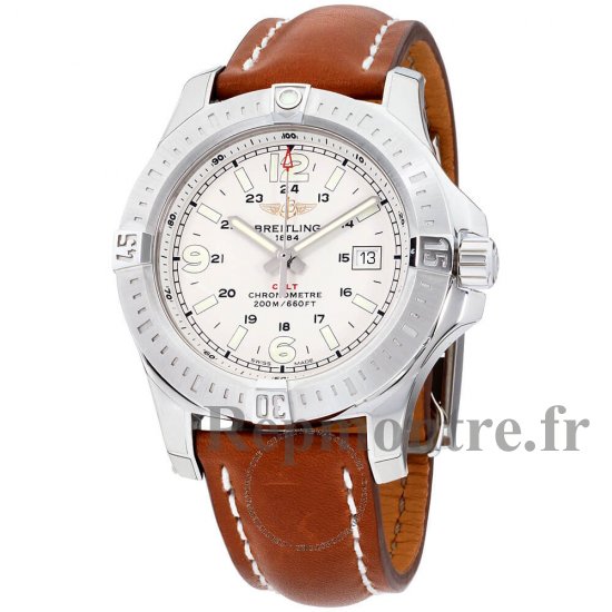 AAA Réplique Montre Breitling Colt 44 Quartz Cadran argente Brown Bracelet en cuir pour hommes A7438811/G792-437X - Cliquez sur l'image pour la fermer