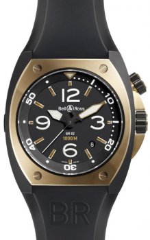 Réplique Bell & Ross Marine Automatique Montre Homme BR 02-92 Or rose et Carbon