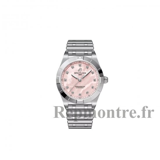 Breitling Chronomat 28mm A72310101K1A1 en acier inoxydable rose nacre - Cliquez sur l'image pour la fermer